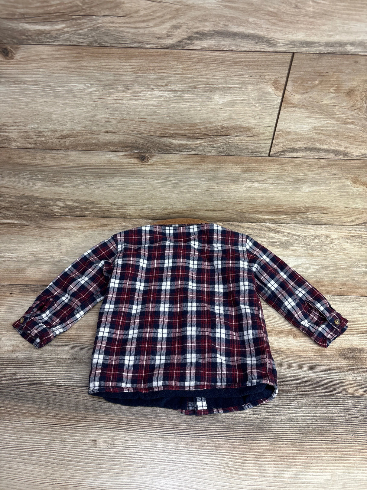 H&M Plaid Button Up Fleece Lined Jacket Navy sz 18m