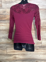 Ambiance Maternity Lace Long Sleeve Shirt Maroon sz Small