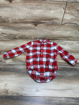 Dip Plaid Button Up Bodysuit Red sz 18-24m