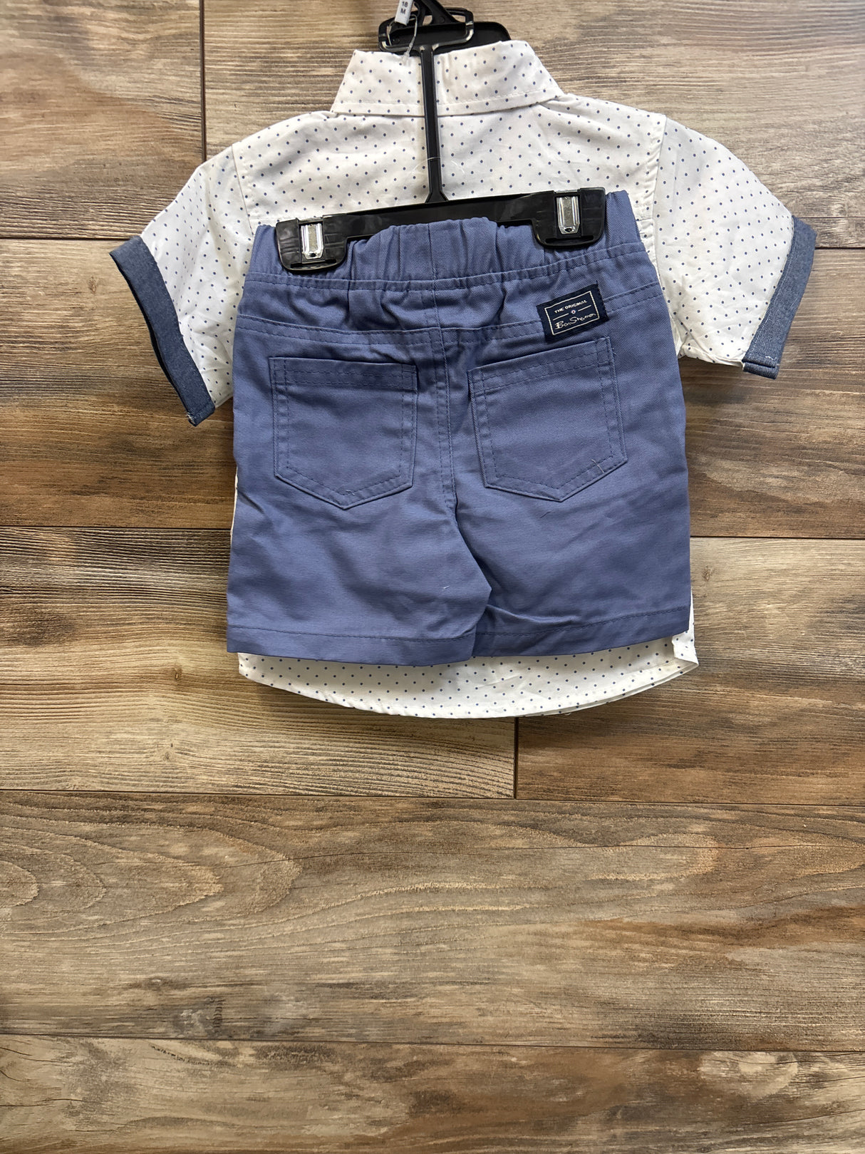 NEW Ben Sherman 2pc Button Up Shirt & Shorts Set White sz 18m