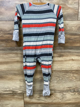 Little Sleepies Convertible Striped Sleeper Blue sz 6-12m