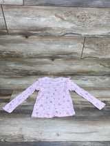 Pekkle Ribbed Long Sleeve Floral Shirt Pink sz 4T