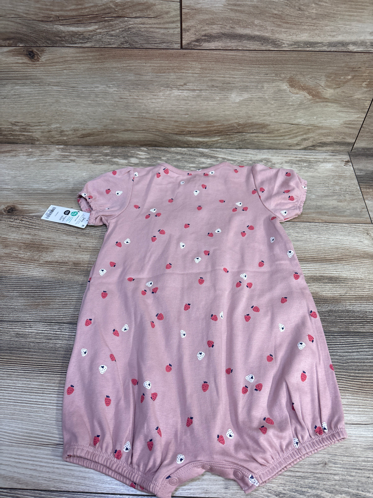 NEW Carter's Strawberry Print Button-Front Shortie Romper Pink sz 24m