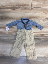 NEW Just One You 3pc Suspenders & Anchor Print Shorts Set Blue sz 6m
