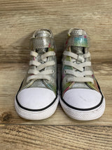 Converse Chuck Taylor All Star Easy-On Prism Glitter Silver Sz 9c