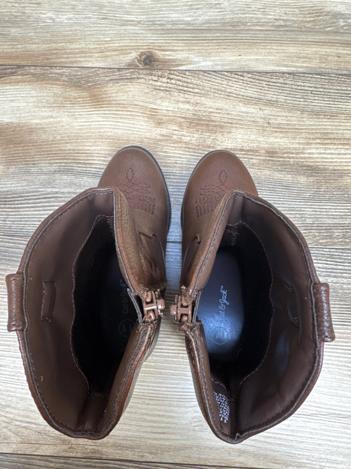 Cat & Jack Memphis Zipper Western Boots Brown sz 11c