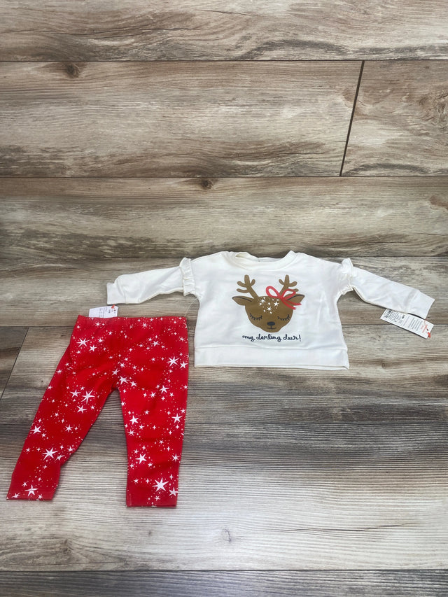 NEW Cat & Jack 2pc My Darling Deer Sweatshirt Set Ivory sz 3-6m - Me n Mommy To Be
