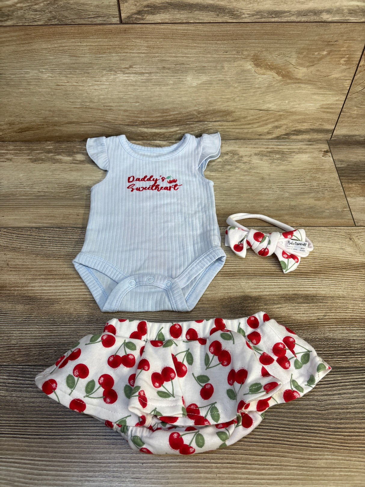 Baby Essentials 3pc Daddy's Sweetheart Bodysuit Set Light Blue sz 3m