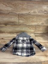 Oshkosh Hooded Button-Up Flannel Shirt Grey sz 3T