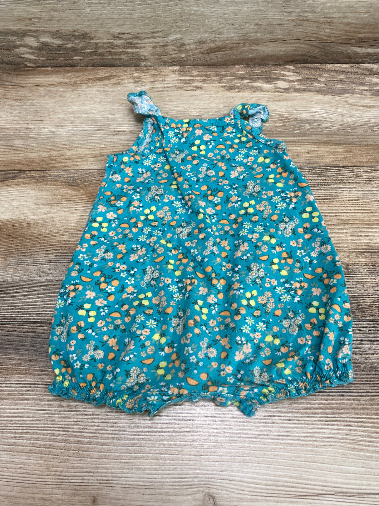 Carter's Lemon Print Shortie Romper Green sz 9m