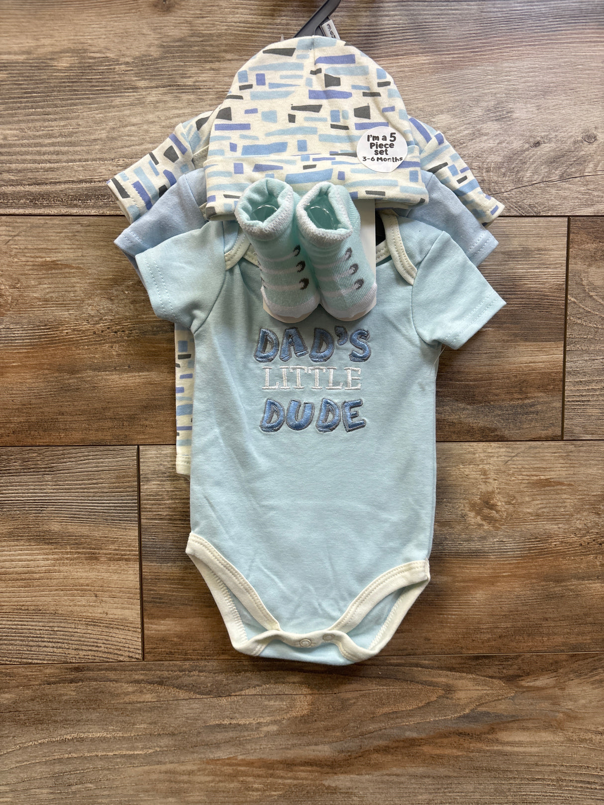 NEW Little Beginnings 5pc Bodysuit, Hat, & Booties Set Blue sz 3-6m