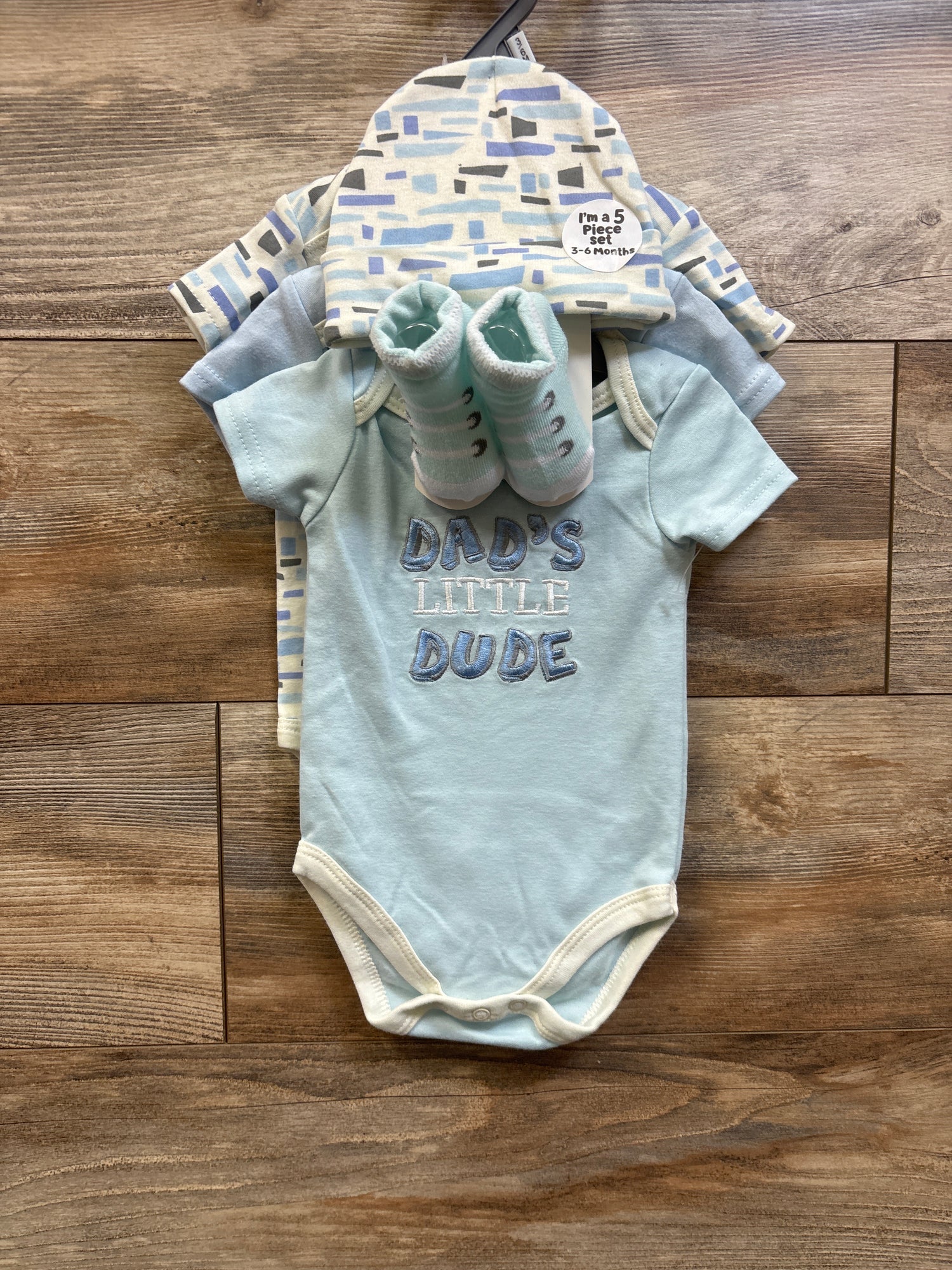 NEW Little Beginnings 5pc Bodysuit, Hat, & Booties Set Blue sz 3-6m