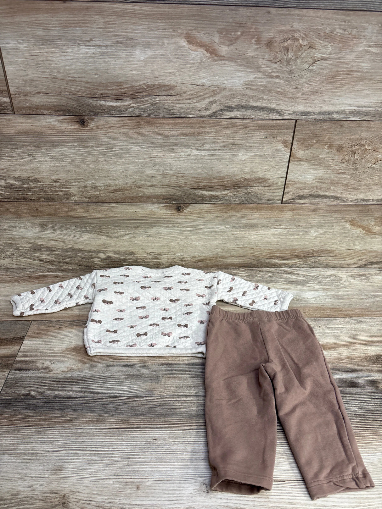 Little Planet Quilted Butterfly Top & Bottom Set Cream sz 9m