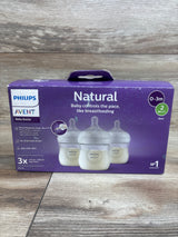 NEW Philips Avent 3pk Natural Bottles with Response Nipples Slow Flow 2, 4oz 3pk