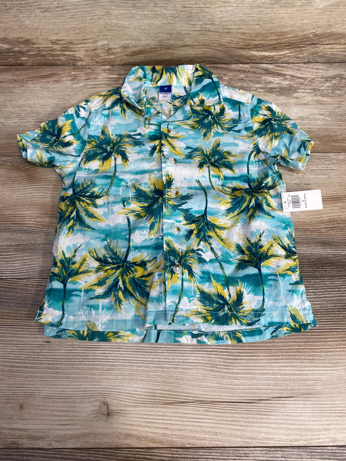 NEW Old Navy Tropical Button-Up Shirt Blue sz 3T