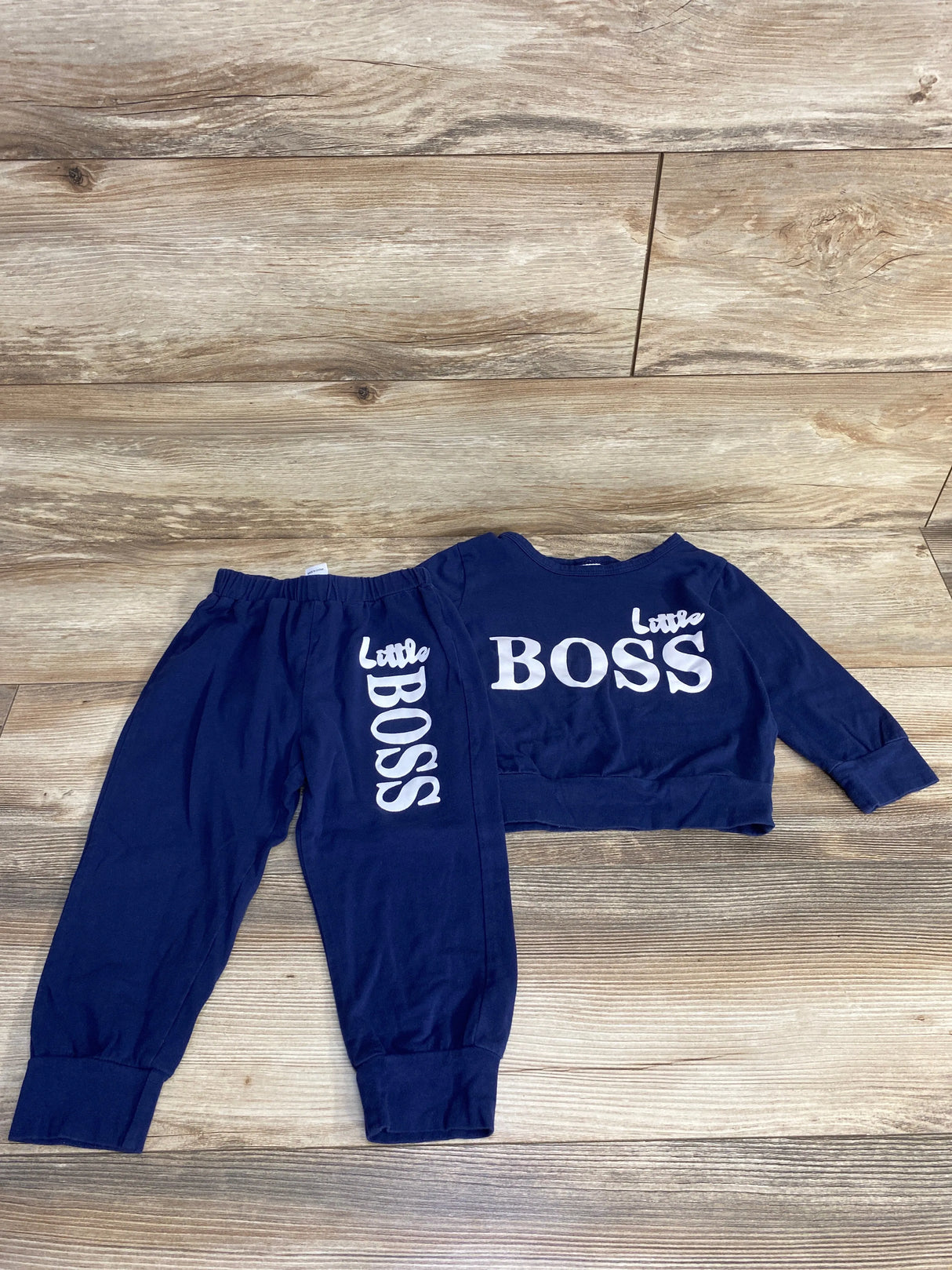 2pc Little Boss Shirt & Joggers Navy sz 2-3T - Me n Mommy To Be