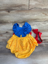 NEW Shein 2pc Princess Ruffle Bubble Romper & Headband Set Blue sz 9-12m