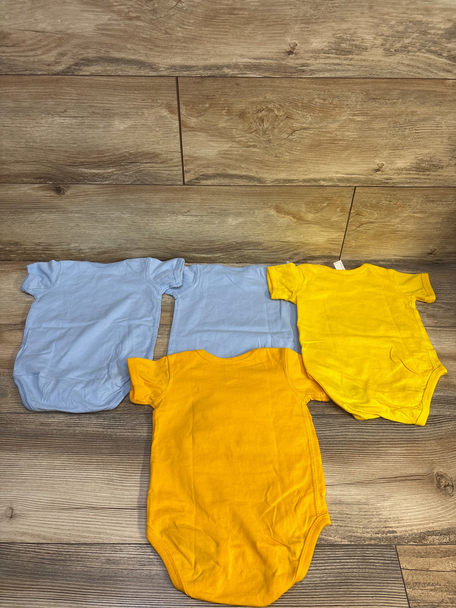 Rabbit Skins 4pk One Piece Bodysuits Blue/Yellow sz 12m