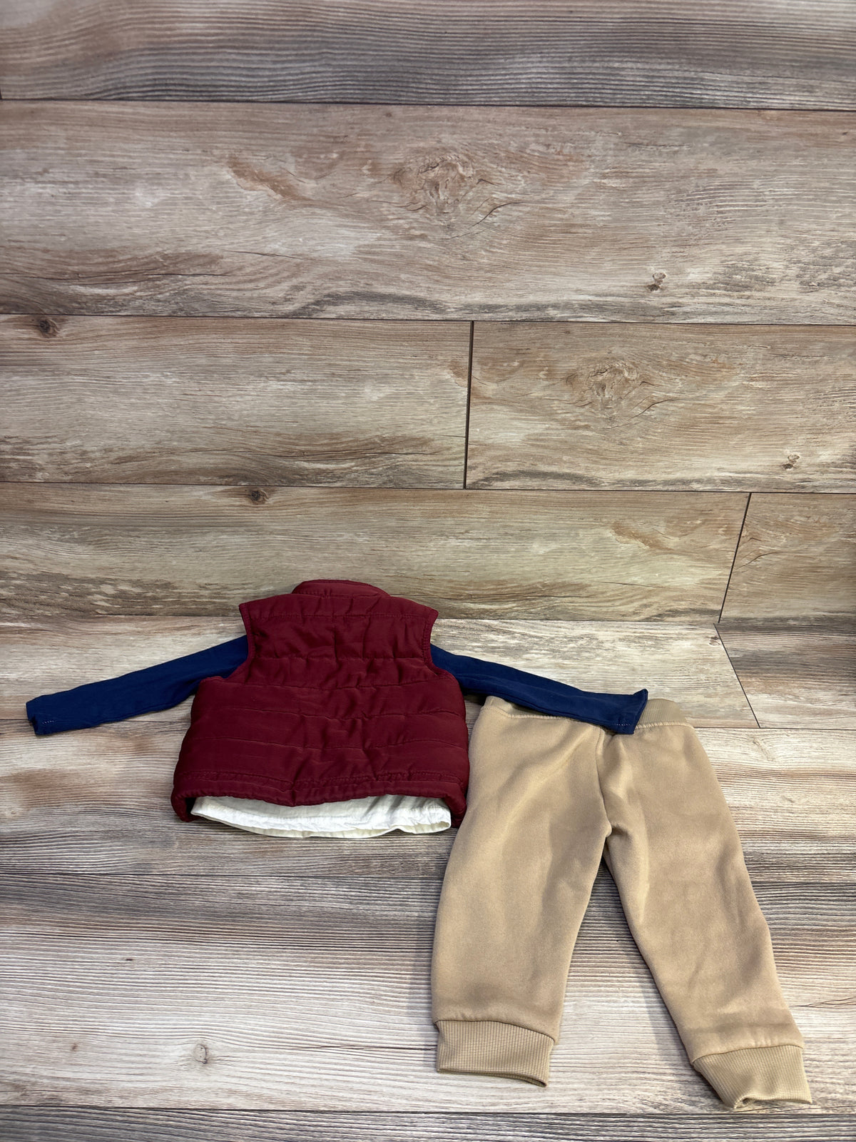 Weatherproof Vintage 3pc Puffer Vest, Shirt, & Pants Set Red sz 6/9m