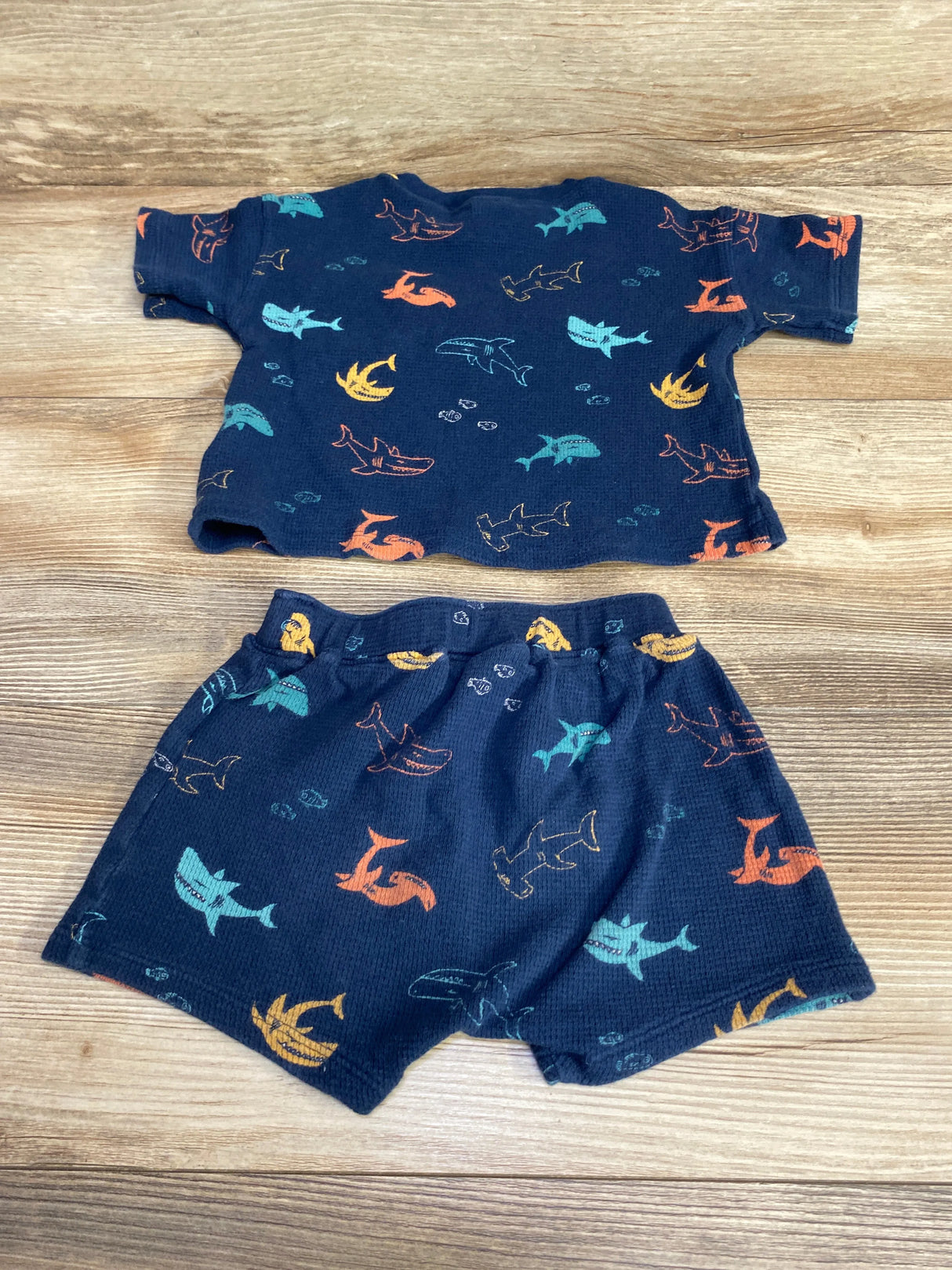 Old Navy 2pc Thermal-Knit Pocket Shirt & Shorts Navy sz 12-18m