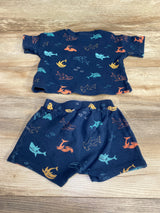 Old Navy 2pc Thermal-Knit Pocket Shirt & Shorts Navy sz 12-18m