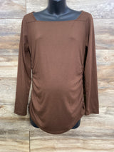 Ginkana Long Sleeve Ruched Shirt Brown sz Large