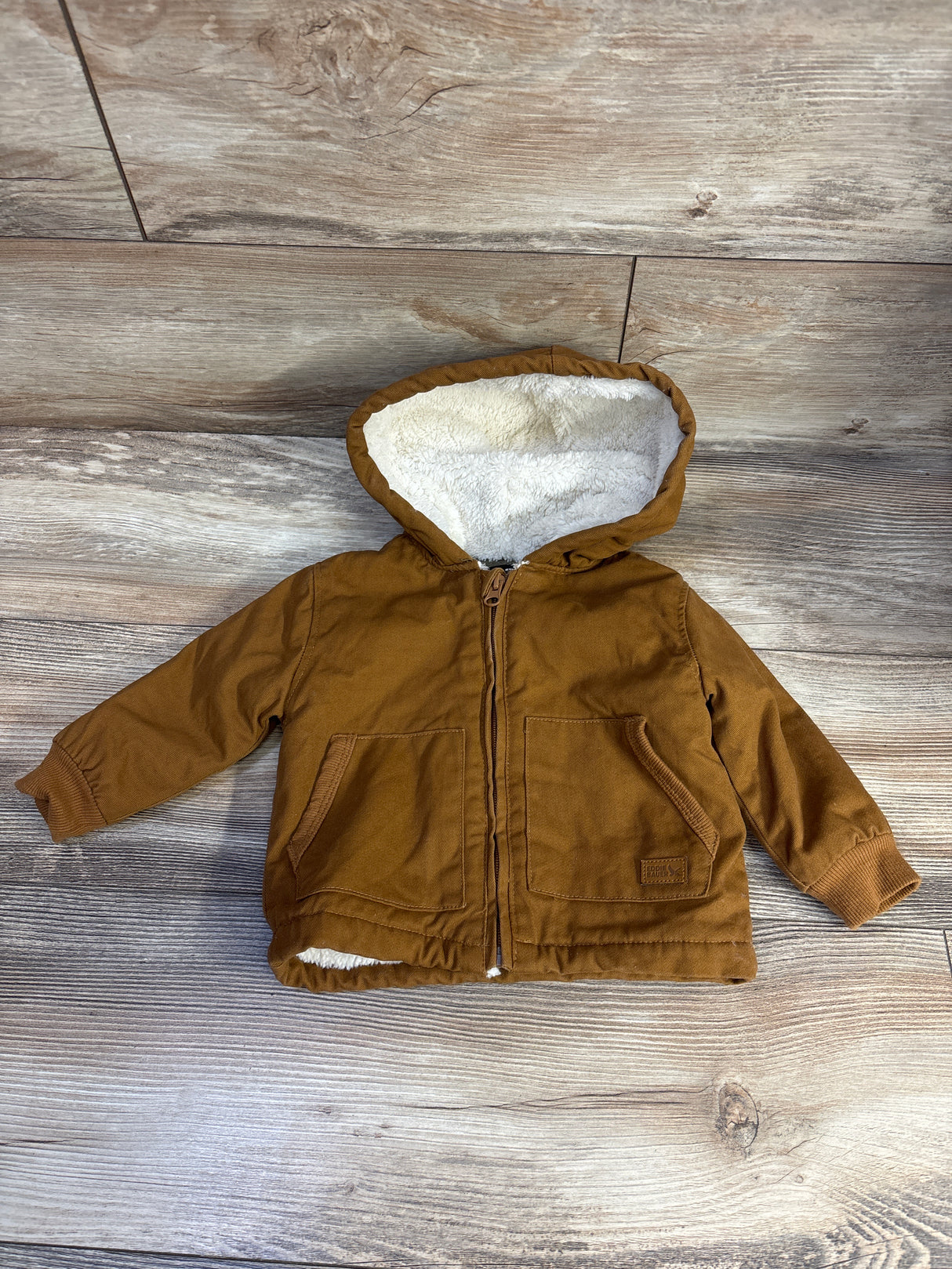 Eddie Bauer Fleece Lined Brown Canvas Jacket sz 12m