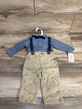 NEW Just One You 3pc Suspenders & Anchor Print Shorts Set Blue sz 6m