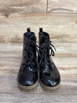 Old Navy Faux-Patent Leather Lace-Up Combat Boots Black sz 10c