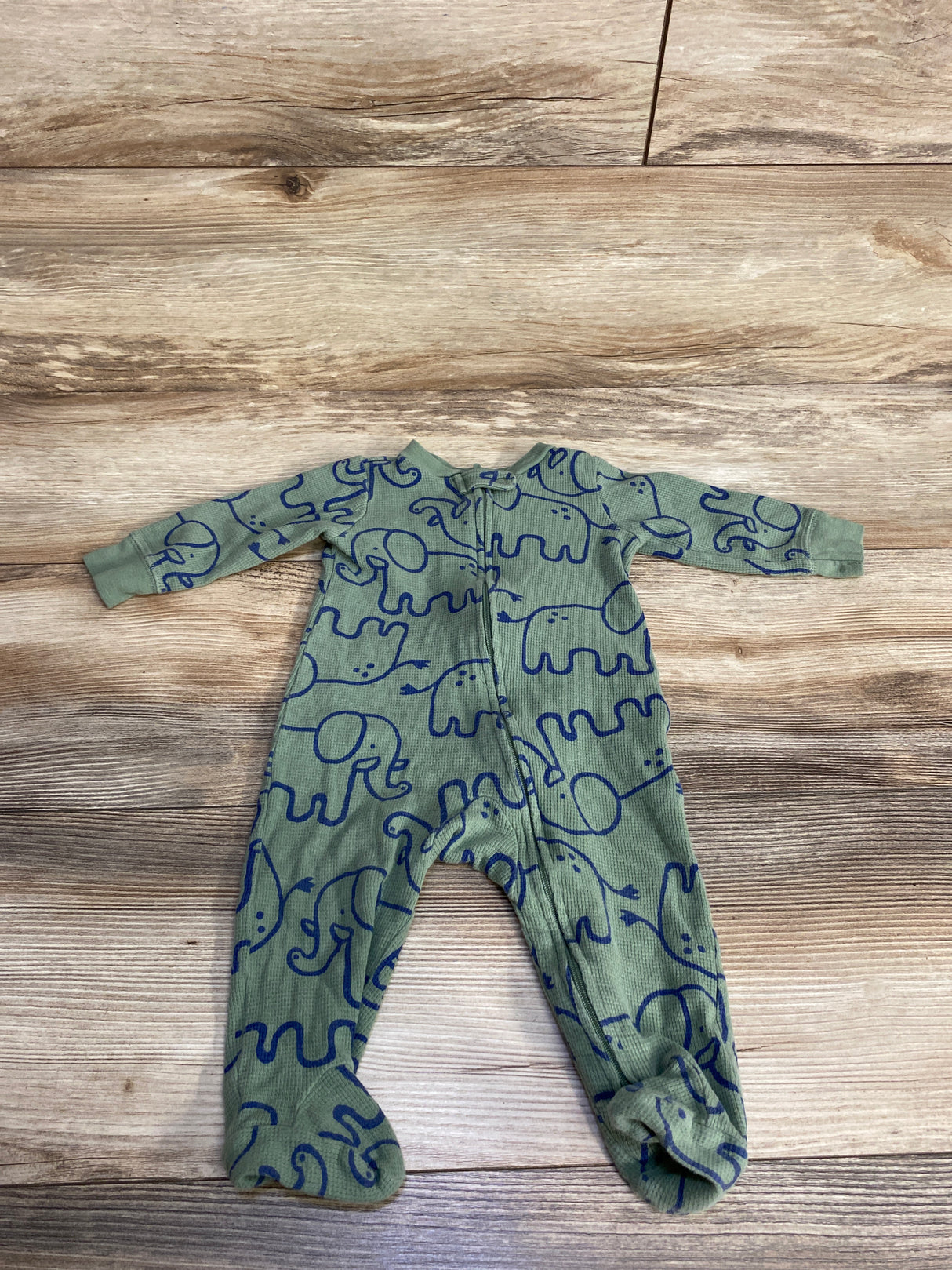 Carter's Waffle Knit Elephant Print Sleeper Green sz 6m