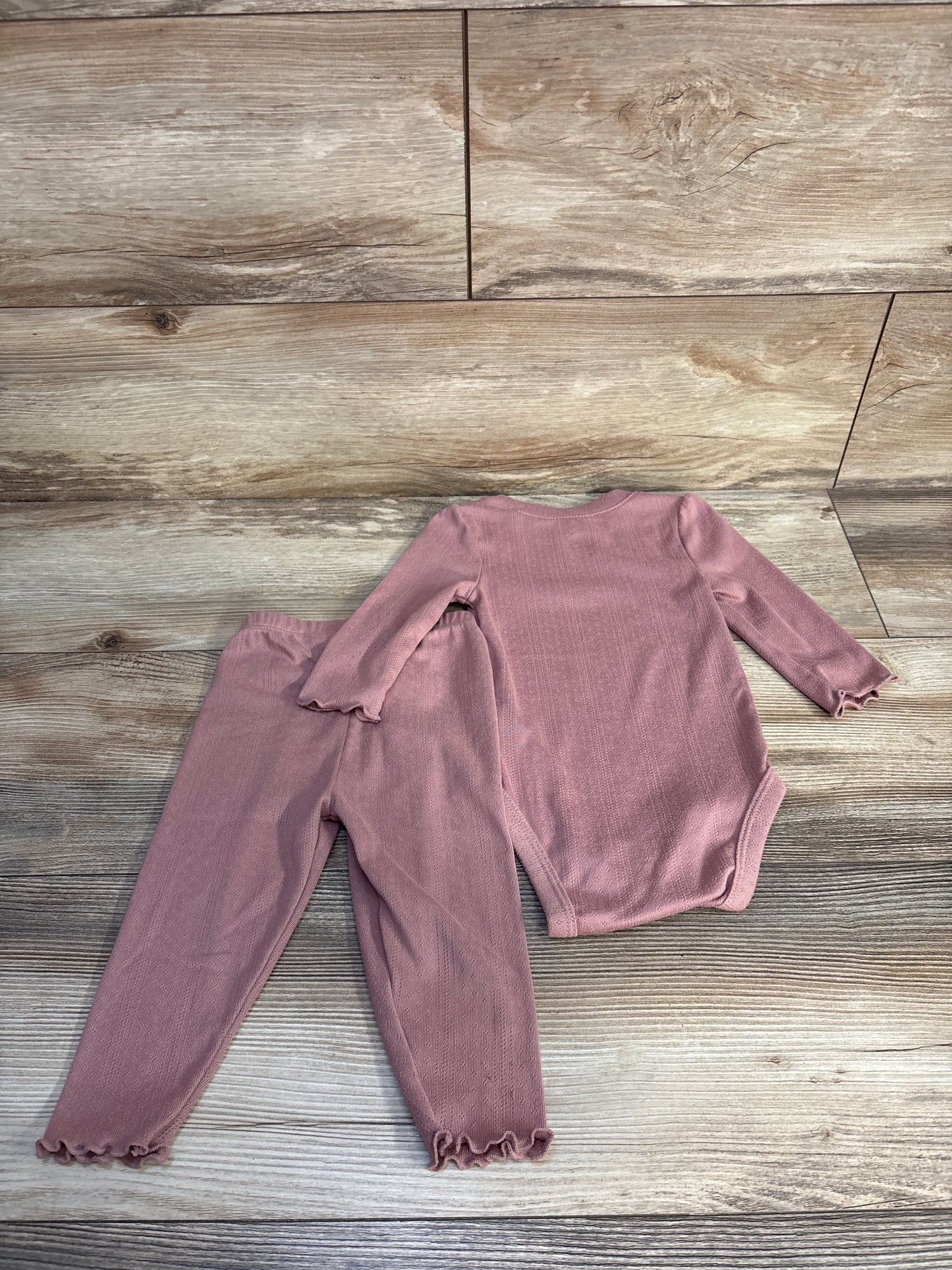Cloud Island 2pc Pointelle Bodysuit & Pants Set Pink sz 6-9m
