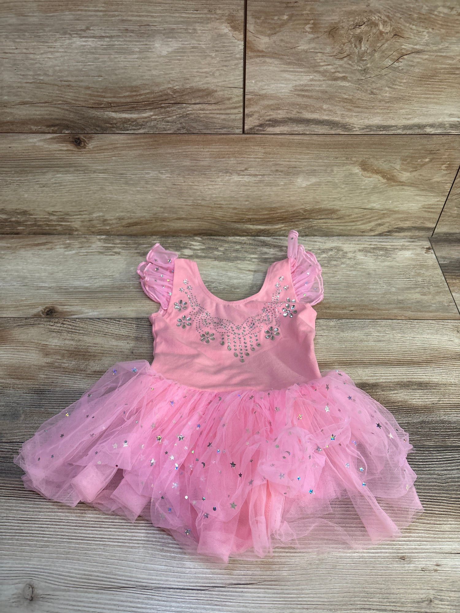 Flypigs Bedazzled Tulle Tutu Bodysuit Dress Pink sz 4T