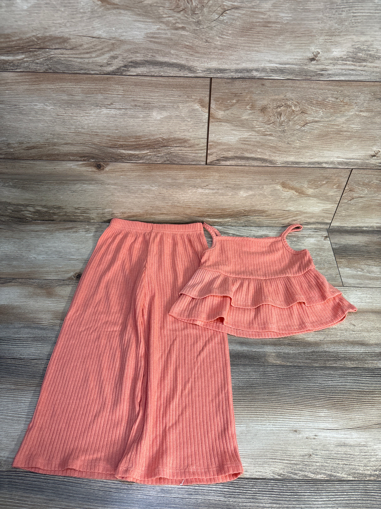 Btween 2pc Knit Peplum Tank Top & Pants Set Coral sz 4T