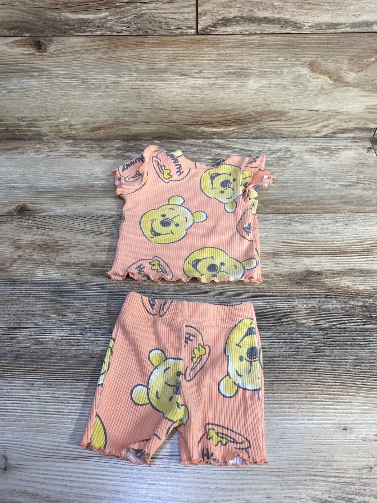 Disney Baby 2pc Ribbed Winnie The Pooh Shirt & Shorts Coral sz 0-3m (Copy)