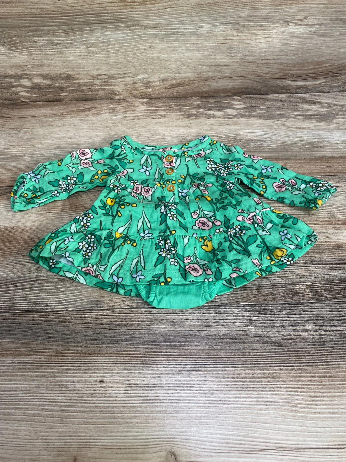 NEW Cat & Jack Floral Henley Dress & Bloomers Green sz Newborn