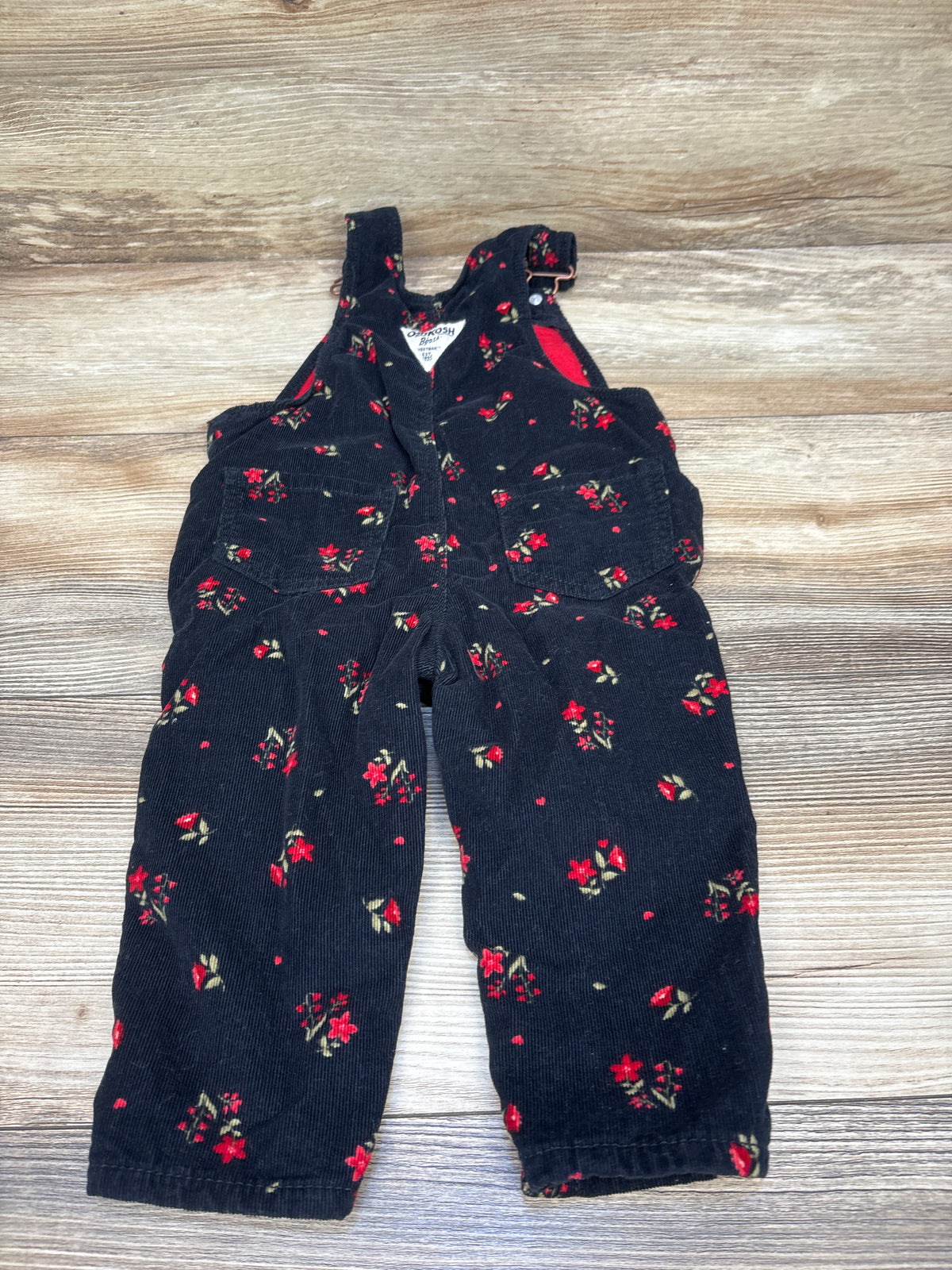 Oshkosh Floral Corduroy Overalls Black sz 12m