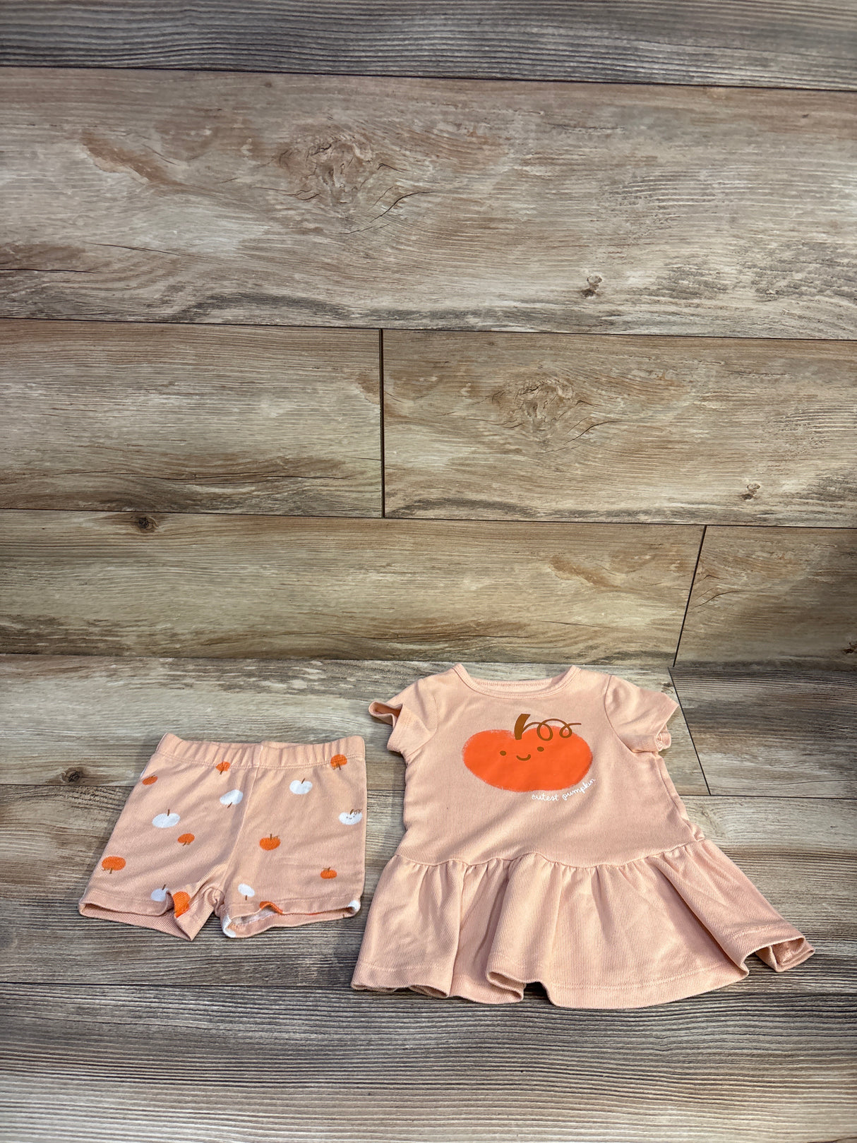 Cat & Jack 2pc Cutest Pumpkin Peplum Top & Shorts Orange sz 18m