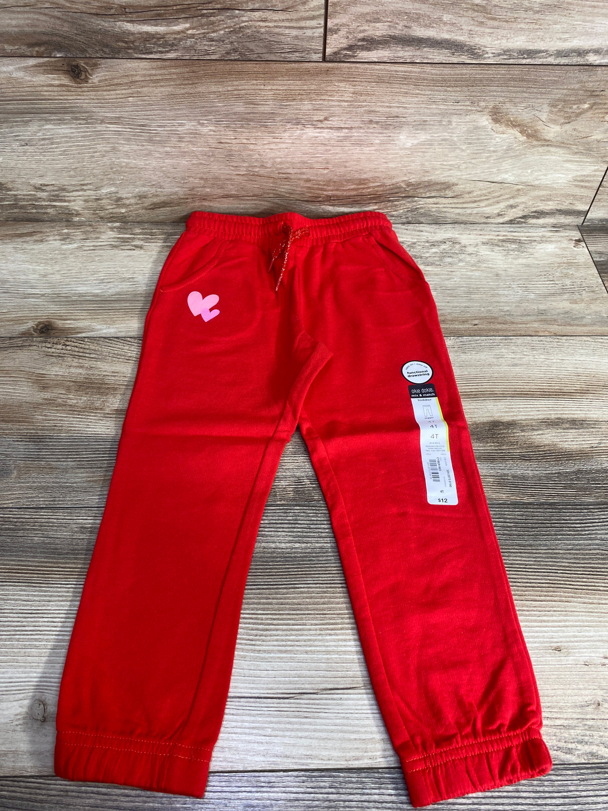 NEW Okie Dokie Cyber Red Drawstring Joggers sz 4T