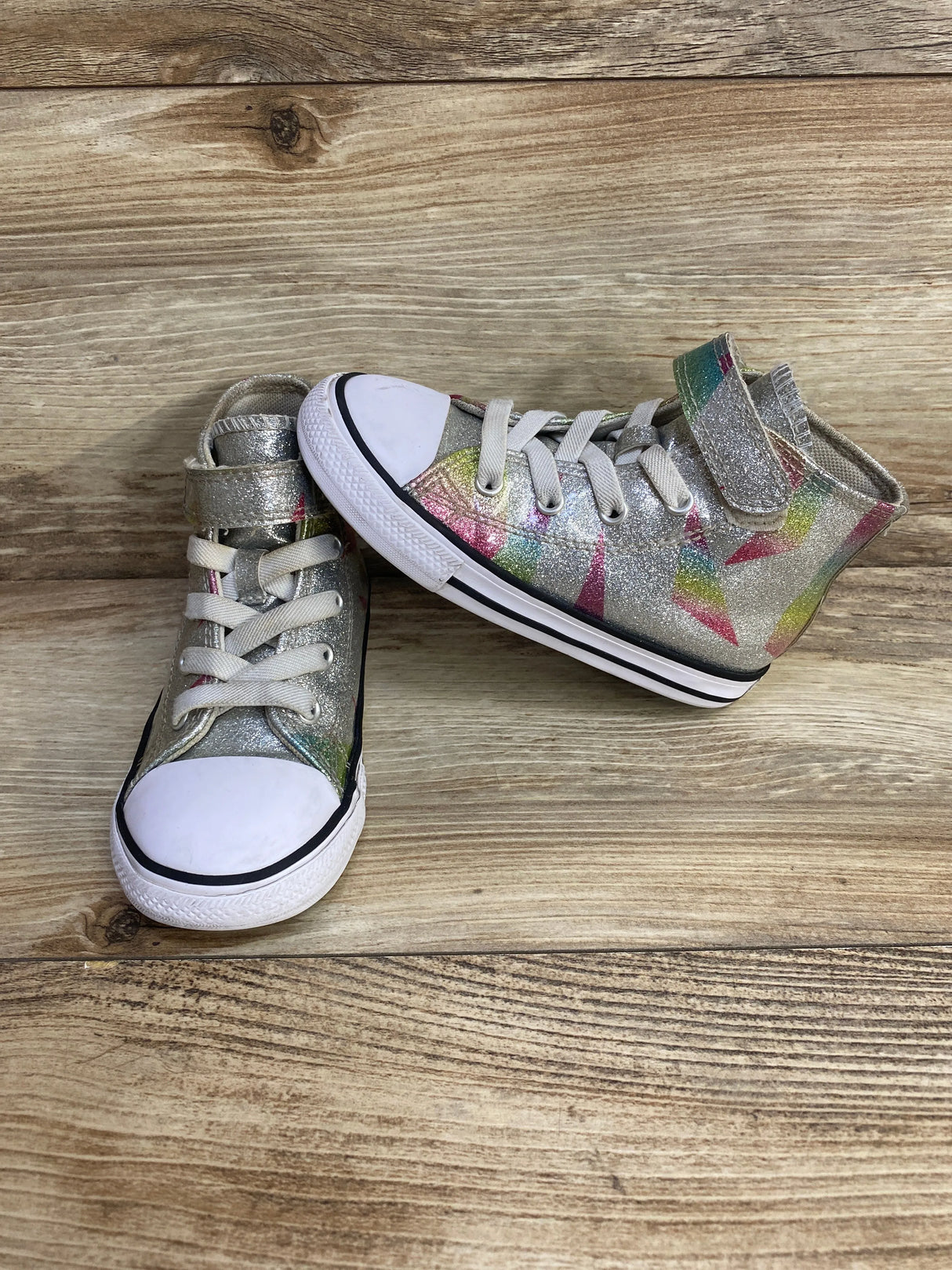 Converse Chuck Taylor All Star Easy-On Prism Glitter Silver Sz 9c