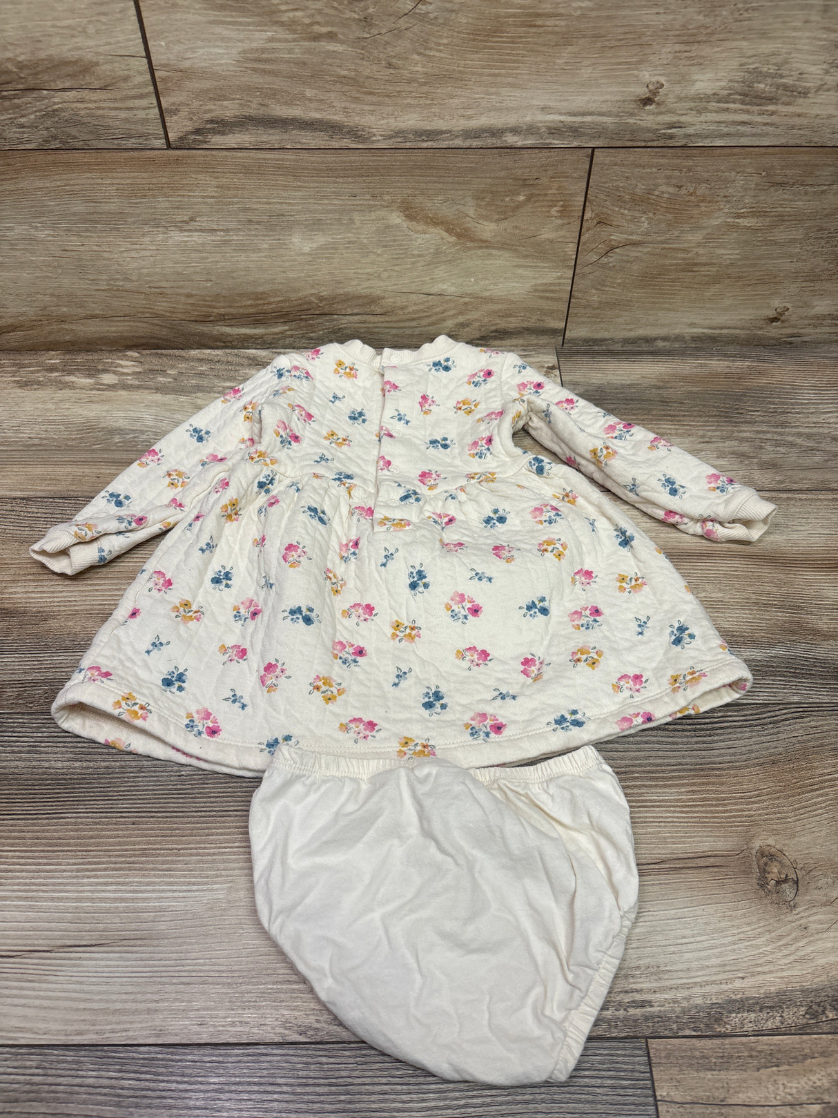 Carter's 2pc Floral Sweatshirt Dress & Bloomers Set Ivory sz 18m