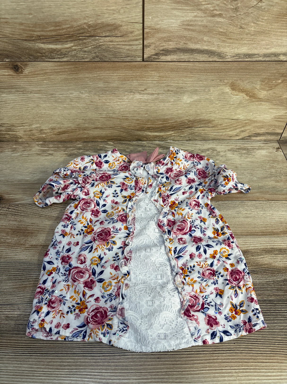 Little Lass Floral Lace Detailed Blouse White sz 24m