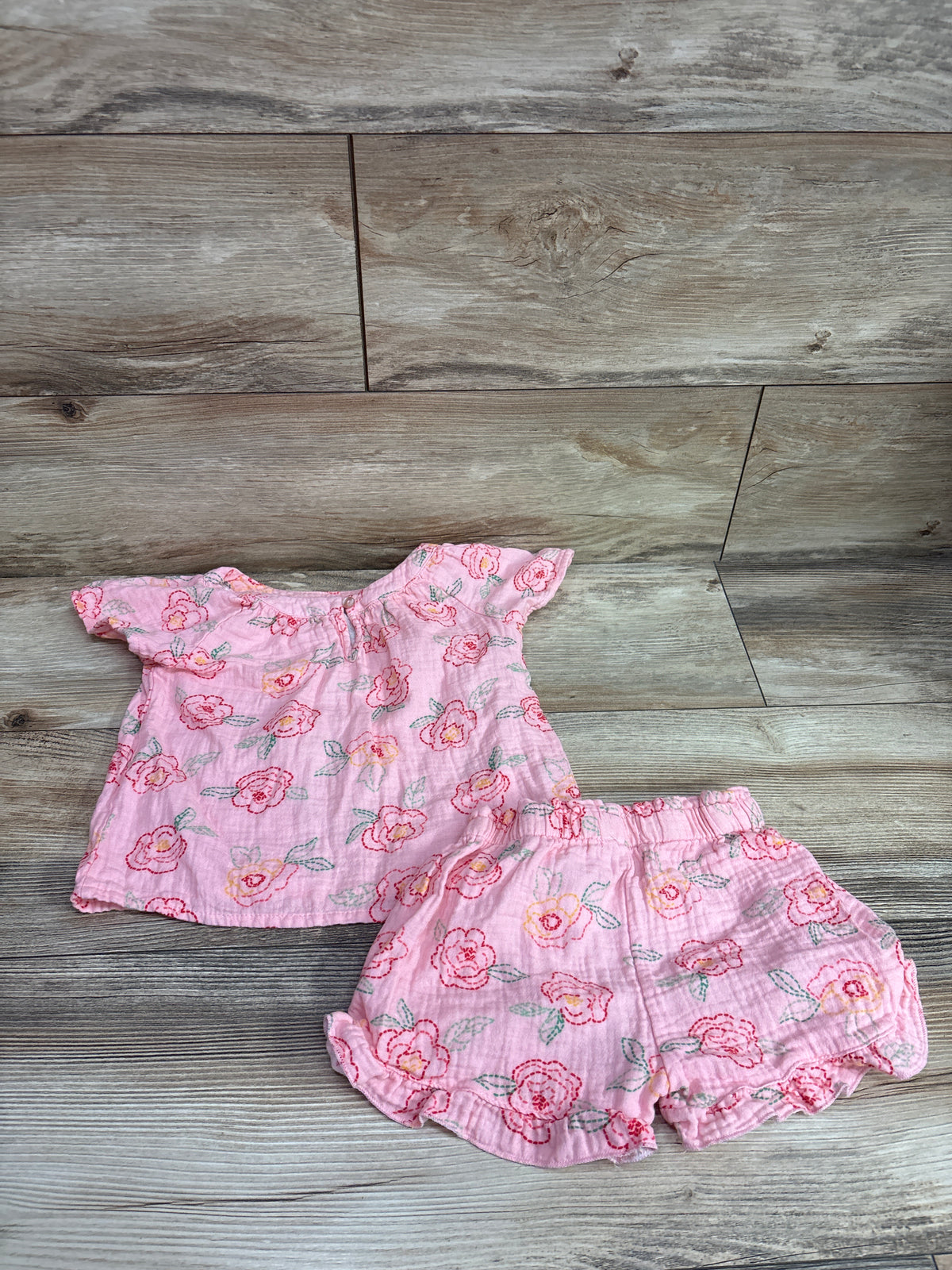 Btween 2pc Gauze Top & Shorts Set Pink sz 4T