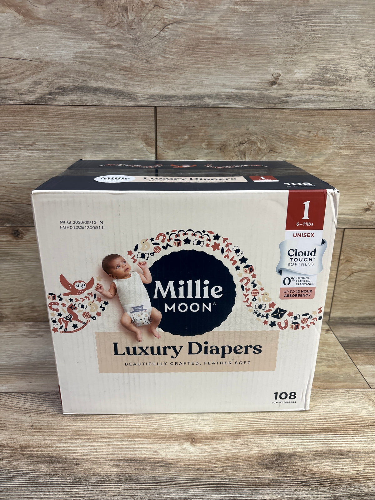 NEW Millie Moon Luxury Disposable Diapers - Size 1 - 108ct