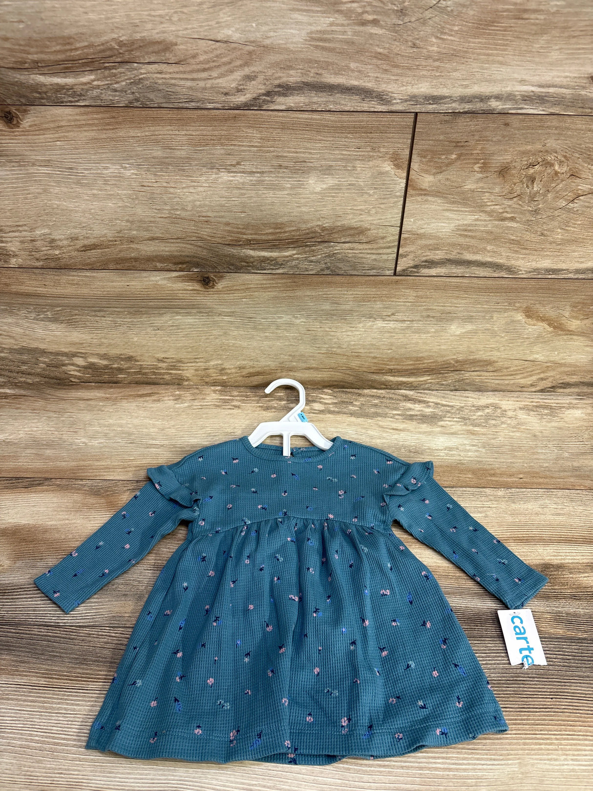 NEW Carter's 2pc Waffle Knit Floral Dress & Bloomers Teal sz 6m