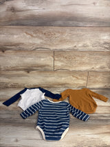 Mario Lopez 3pk Long Sleeve Bodysuits Blue sz 0/3m
