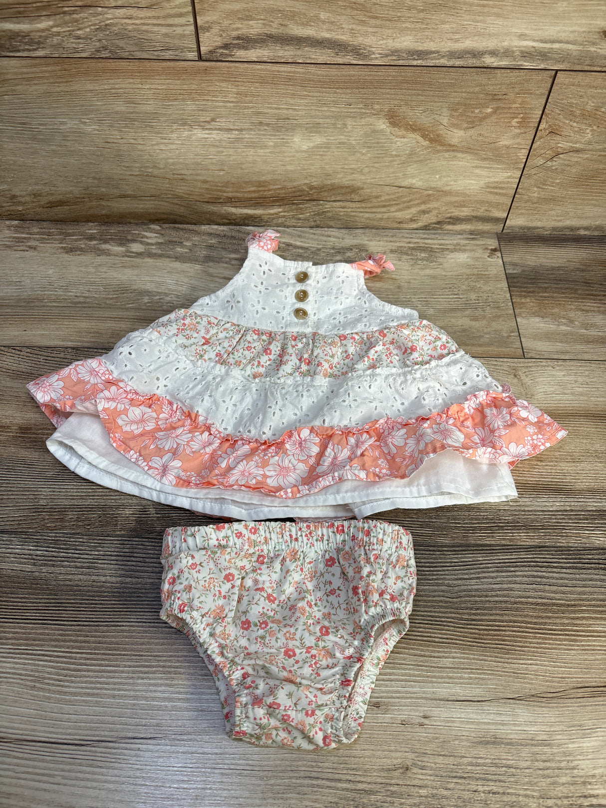 Nicole Miller 2pc Eyelet Top & Bloomers Set White sz 6/9m