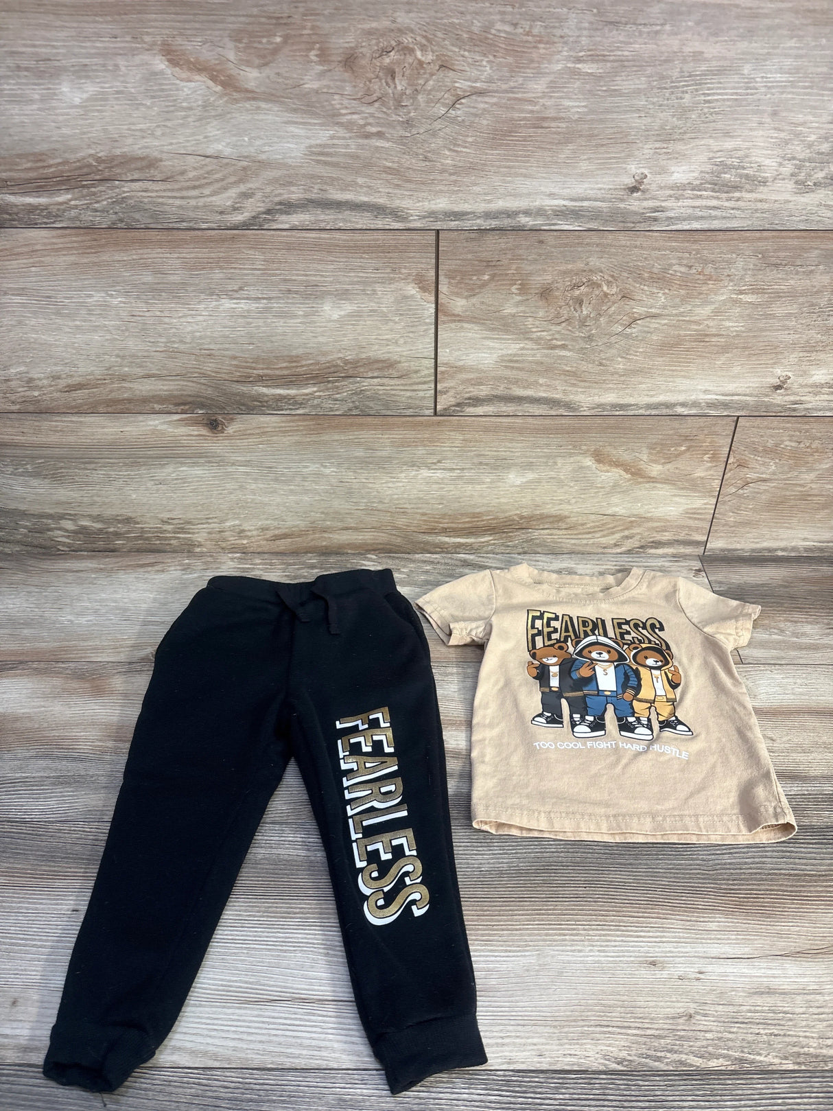 Fashion Nova Contact 2pc Mini Fearless Squad Jogger Set Beige sz 24m
