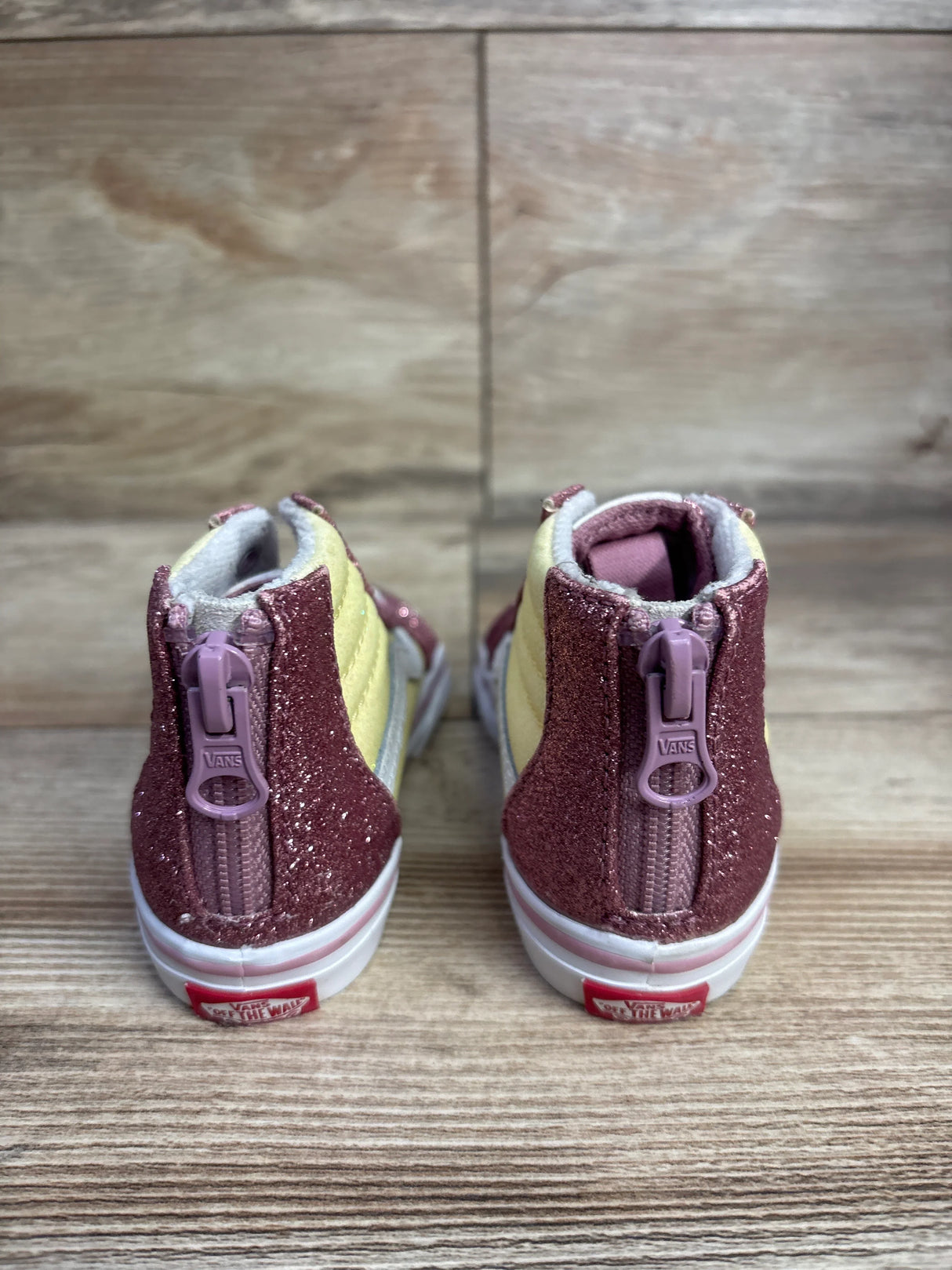 Vans Sk8-Hi Zip Sneakers Pink & Yellow Glitter sz 6c