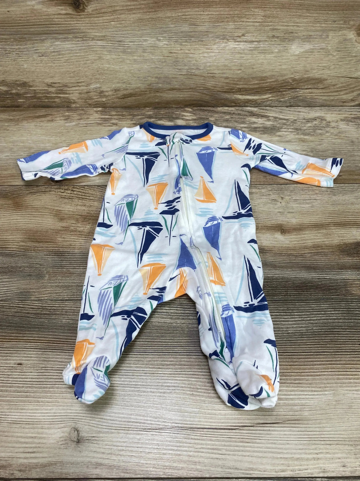 Just One You Sailboat Print Sleeper White sz 3m