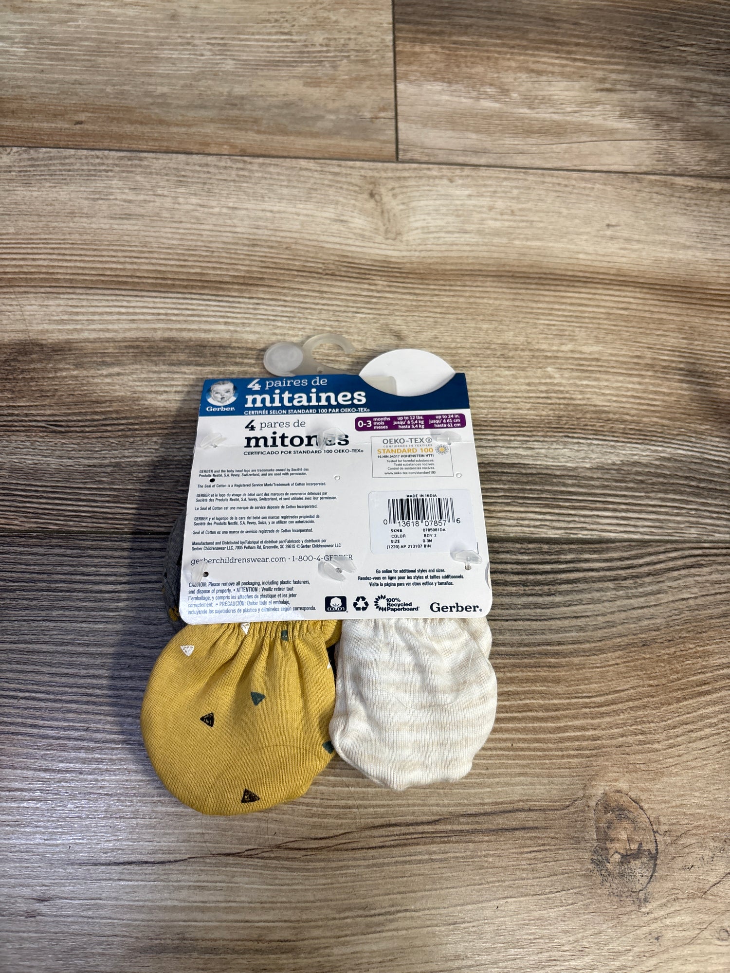 NEW Gerber 4pk No Scratch Mittens sz 0-3m
